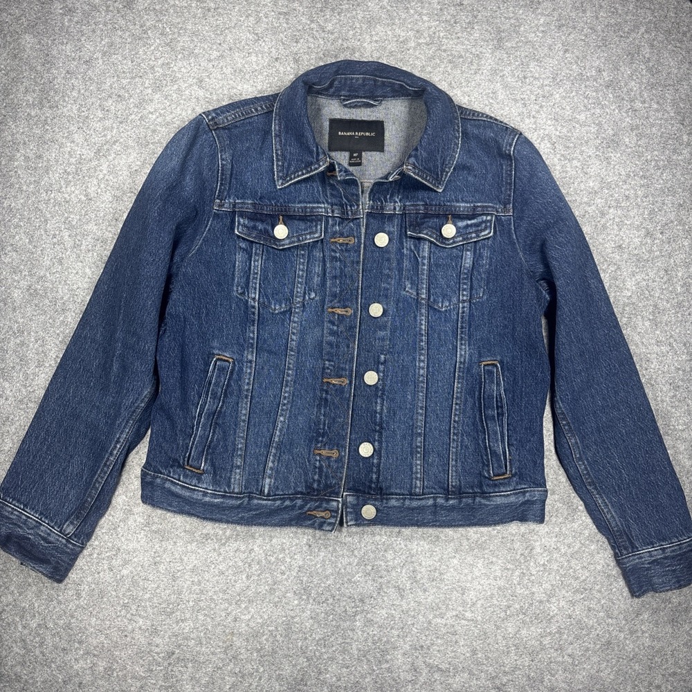 Banana Republic Women’s Jean Jacket, Size Petite Medium~dark wash~denim~buttons~